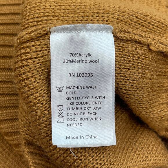 Jason Wu Camel Cold Shoulder Sweater Small $240 Golden Brown Wool Blend Relaxed - Picture 7 of 9